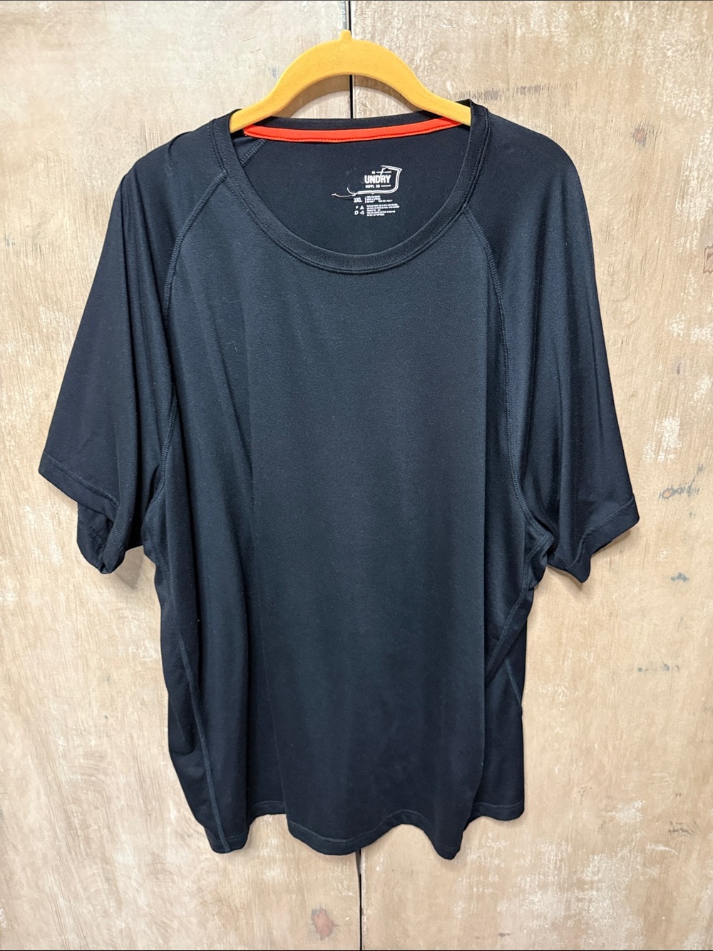 Sundry Black Short Sleeve Athletic Tee with Orange Neck Trim